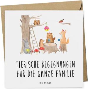 Mr. & Mrs. Panda Grußkarte Besuch im Tierpark - Weiß - Geschenk, tierische Begegnungen, Gutschei
