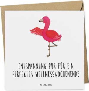 Mr. & Mrs. Panda Grußkarte Perfektes Wellnesswochenende - Weiß - Geschenk, Erholung und Entspann
