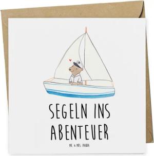 Mr. & Mrs. Panda Grußkarte Bootstour Abenteuer - Weiß - Geschenk, Jubiläum, Gutschein Karte, Gut