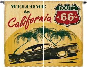 Abakuhaus Gardine Schlafzimmer Kräuselband Vorhang mit Schlaufen und Haken, Retro California Werbung