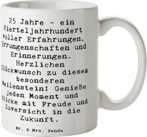 Mr. & Mrs. Panda Tasse Spruch 25. Geburtstag - Weiß - Geschenk, Erfahrungen, Tasse Sprüche, Keramik