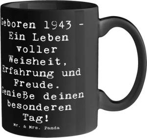 Mr. & Mrs. Panda Tasse Spruch 1943 Geburtstag - Schwarz - Geschenk, wertvolle Erfahrungen, A, Keramik