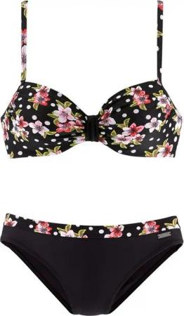 LASCANA Bügel-Bikini verstellbare Träger, Bikini-Hose mit bedrucktem Bündchen