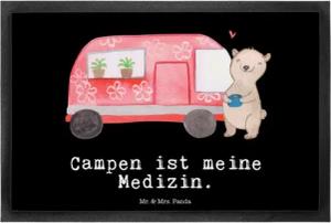Mr. & Mrs. Panda Fußmatte Bär Camper Medizin - Schwarz - Geschenk, Zelten, Urlaub, Matte, Vorle, Höhe: 0.6 mm