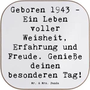 Mr. & Mrs. Panda Getränkeuntersetzer Spruch 1943 Geburtstag - Weiß - Geschenk, Erfahrung und Freude, Erinn, 1-tlg.