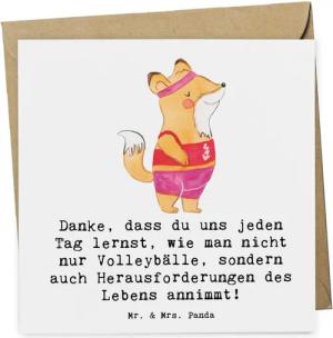 Mr. & Mrs. Panda Grußkarte Volleyball Trainerin Inspiration - Weiß - Geschenk, Motivation, Danke, Matte Beschreibfläche