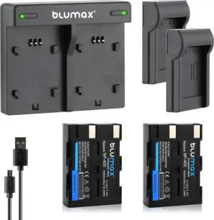Blumax Set mit Lader für Minolta NP-400 A-5 A-7 1650 mAh Kamera-Akku