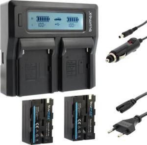 Blumax Set mit Lader für Sony NP-F750 NP- F970 4000 mAh Kamera-Akku