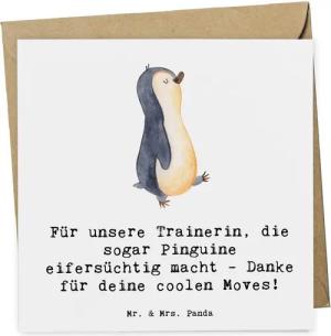 Mr. & Mrs. Panda Grußkarte Eiskunstlauf Trainerin - Weiß - Geschenk, Jubiläum, besondere Anlässe, Matte Beschreibfläche