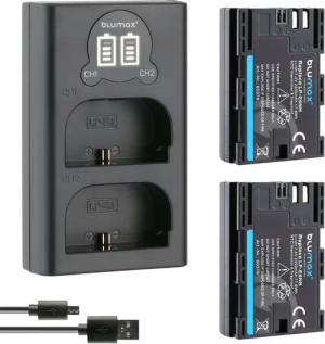 Blumax Set mit Lade für Canon LP-E6NH EOS R5 R7 R6 Mark II 80D 2400mAh Kamera-Akku