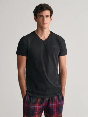 Gant Unterziehshirt V-NECK T-SHIRT 2-PACK (Packung, 2-St., 2er) mit Markenlabel auf der Brust