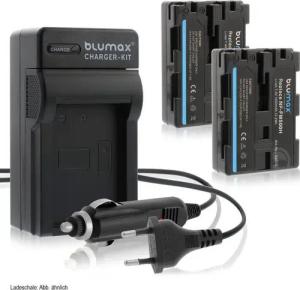 Blumax Set mit Lader für Sony NP-FM500H DSLR-Alpha 1650mAh Kamera-Akku