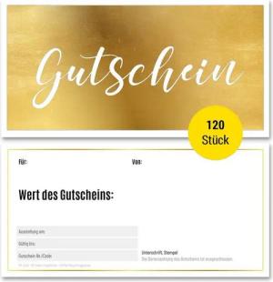 Frank Paperman Geschenkkarte Gutscheine & Terminkarten, Goldfolienprägung, Stempelfeld, 100 % Recyclingpapier, Geschenkgutschein, Danke, Geburtstag