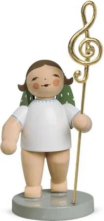 Wendt & Kühn Weihnachtsfigur Goldedition No 2 Musikus, Engel mit Notenschlüssel 650/115, Haarfarbe zufällig blond oder braun