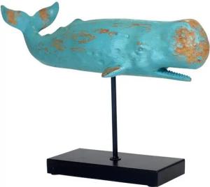 MichaelNoll Dekofigur Wal Walfisch Fisch Standfuß Polyresin Deko - 40x12.50x28 cm