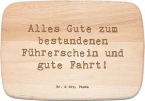 Mr. & Mrs. Panda Frühstücksbrett Spruch Erste Erfahrungen im Straßenverkehr - Transparent - Geschenk, Birkenholz, (1-St)