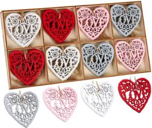 BRUBAKER Christbaumschmuck Dekoanhänger Love Set - Weihnachtsanhänger Liebe (24-tlg), Holz Deko für Valentinstag, Weihnachten oder DIY Dekorationen