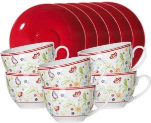 Ritzenhoff & Breker Tasse Shanti Doppio Frühstückstassenservice 12er Set, Porzellan