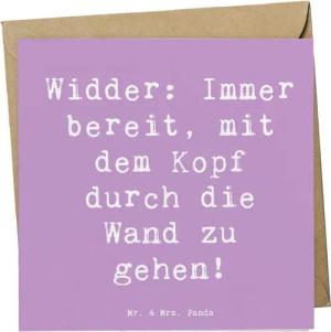 Mr. & Mrs. Panda Grußkarte Widder Power - Lavendeltraum - Geschenk, Mut, Geburtstagskarte, Ehrge, Inklusive Umschlag