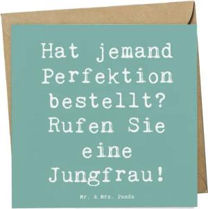 Mr. & Mrs. Panda Grußkarte Jungfrau Perfektion - Meeresbrise - Geschenk, Strukturiertheit, Horos, Matte Beschreibfläche