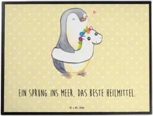 Mr. & Mrs. Panda Schreibtischunterlage Sommermeerheilkraft - Gelb Pastell - Geschenk, Meeresrauschen, Küsten, (1 tlg)