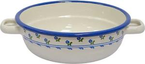 Linoows Schüssel Emaille Bauernschüssel, Suppenschüssel mit Henkel, Emaille, (1x), Schüssel mit Henkel Creme Blümchen 16 cm