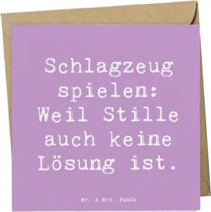 Mr. & Mrs. Panda Grußkarte Schlagzeug Magie - Lavendeltraum - Geschenk, Schlagzeuger, Glückwunsc, Matte Beschreibfläche