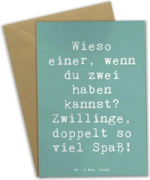 Mr. & Mrs. Panda Grußkarte Zwillinge Spaß - Meeresbrise - Geschenk, Sternzeichen, Grußkarte, Per, Einzigartige Motive