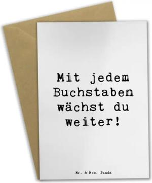Mr. & Mrs. Panda Grußkarte Schulanfang Inspiration - Weiß - Geschenk, Buchstaben, Mut, Vertrauem, Hochglänzende Veredelung