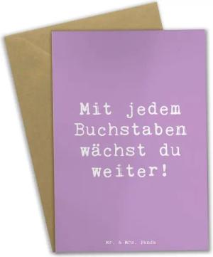 Mr. & Mrs. Panda Grußkarte Schulanfang Inspiration - Lavendeltraum - Geschenk, Ansichtskarten, E, Hochglänzende Veredelung