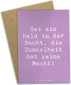Mr. & Mrs. Panda Grußkarte Angst vor Dunkelheit überwinden - Lavendeltraum - Geschenk, Nacht Hel, Matte Innenseite