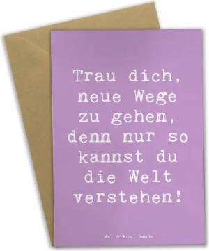 Mr. & Mrs. Panda Grußkarte Unbekannte Orte erkunden - Lavendeltraum - Geschenk, neue Erfahrungen, Hochglänzende Veredelung