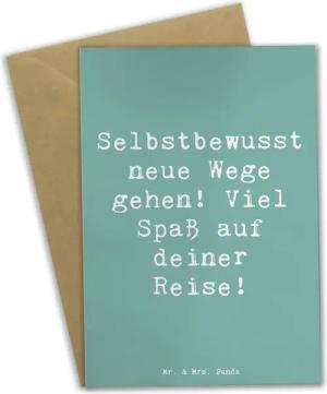 Mr. & Mrs. Panda Grußkarte Alleine Reisen unternehmen - Meeresbrise - Geschenk, neue Erfahrungen, Hochglänzende Veredelung