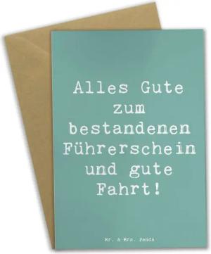 Mr. & Mrs. Panda Grußkarte Erste Erfahrungen im Straßenverkehr - Meeresbrise - Geschenk, Mr. & M, Hochwertiger Karton