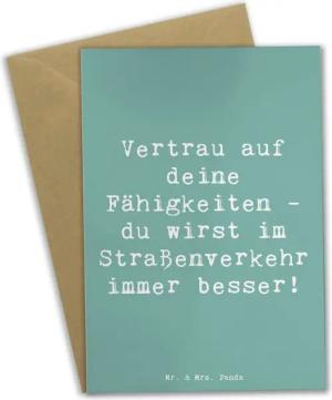 Mr. & Mrs. Panda Grußkarte Erste Erfahrungen im Straßenverkehr machen - Meeresbrise - Geschenk, Einzigartige Motive