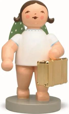 Wendt & Kühn Weihnachtsfigur No 11 Weltenbummler, Engel mit Koffer 650/124, Haarfarbe zufällig blond oder braun