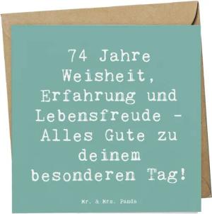 Mr. & Mrs. Panda Grußkarte Spruch 74. Geburtstag - Meeresbrise - Geschenk, Erfahrung, Happy Birt