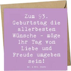 Mr. & Mrs. Panda Grußkarte Spruch 93. Geburtstag Wünsche - Lavendeltraum - Geschenk, Erfahrung