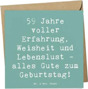 Mr. & Mrs. Panda Grußkarte Spruch 59. Geburtstag - Meeresbrise - Geschenk, Erfahrung, Karte, Hoc