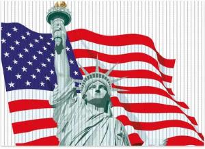 Wallario Schaum-Badematte Freiheitsstatue USA, Höhe 5.5 mm, rutschhemmend, geeignet für Fußbodenheizungen, Polymer-Schaum, rechteckig
