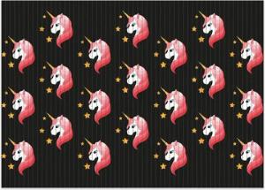 Wallario Schaum-Badematte Einhorn Muster - Süße rosa Einhörner mit Sternen, Höhe 5.5 mm, rutschhemmend, geeignet für Fußbodenheizungen, Polymer-Schaum, rechteckig