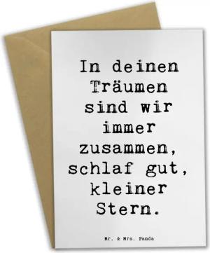 Mr. & Mrs. Panda Grußkarte Alleine schlafen lernen - Weiß - Geschenk, In deinen Träumen, Karte, Einzigartige Motive