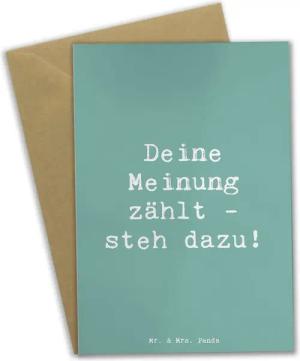 Mr. & Mrs. Panda Grußkarte Mutig zu Meinungen - Meeresbrise - Geschenk, eigene Meinung, Trost, V, Einzigartige Motive