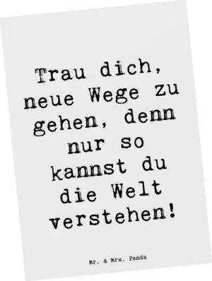 Mr. & Mrs. Panda Postkarte Unbekannte Orte erkunden - Weiß - Geschenk, neue Erfahrungen, Entdeck, Langlebiger Druck
