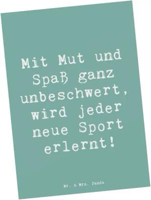 Mr. & Mrs. Panda Postkarte Neue Sportart versuchen - Meeresbrise - Geschenk, Erinnerungen, Ansic, Hochglänzend