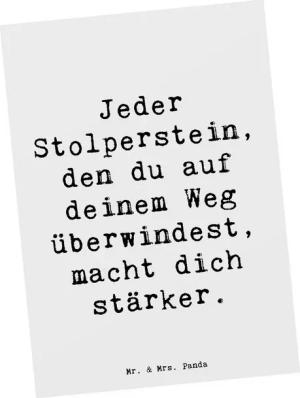 Mr. & Mrs. Panda Postkarte Stolpersteine im Alltag meistern - Weiß - Geschenk, Lernabschnitte, w, Hochglänzend veredelt