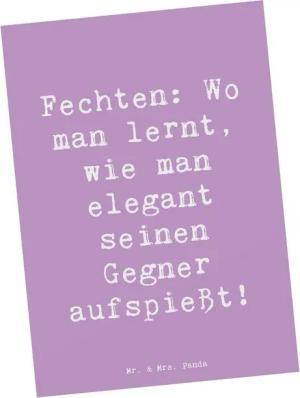 Mr. & Mrs. Panda Postkarte Fechten Eleganz - Lavendeltraum - Geschenk, Sportart, Ansichtskarten, Hochglänzend