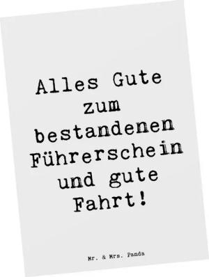 Mr. & Mrs. Panda Postkarte Erste Erfahrungen im Straßenverkehr - Weiß - Geschenk, Meilenstein, K, Langlebiger Druck