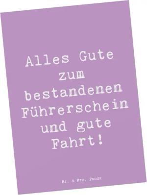 Mr. & Mrs. Panda Postkarte Erste Erfahrungen im Straßenverkehr - Lavendeltraum - Geschenk, gute, Matte Rückseite