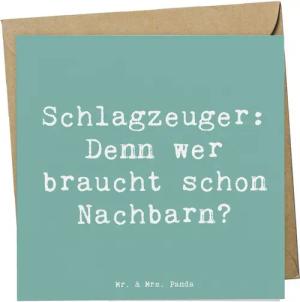 Mr. & Mrs. Panda Grußkarte Schlagzeuger Spruch - Meeresbrise - Geschenk, Humor, Beats, Hochzeits, Matte Beschreibfläche